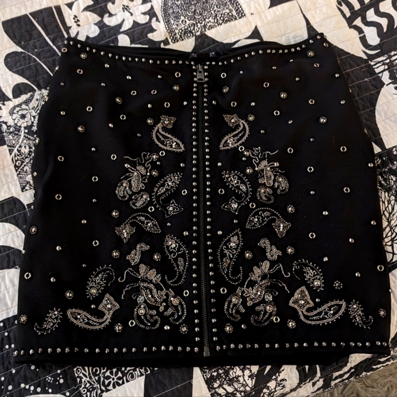 Allsaints Cassidy Zip Up Embellished Mini Skirt - Black studded - Picture 1 of 13